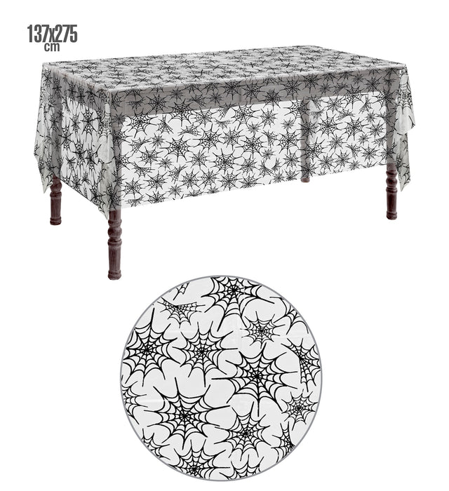 Halloween Tischdecke "Spinnennetz" | Schwarz 137x275cm Dekoration