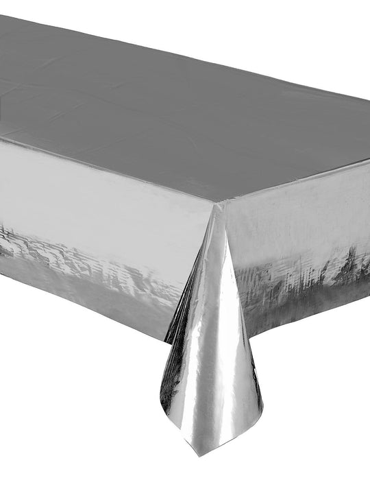 Tischdecke PVC Uni Metall 137x274cm Silber