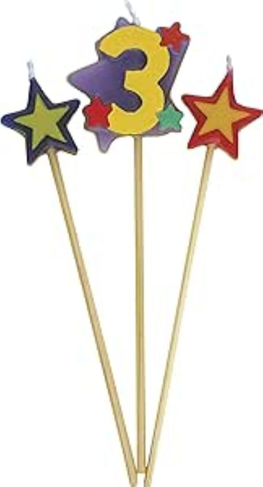 Kerzenzahl 3 & Sterne am Stab