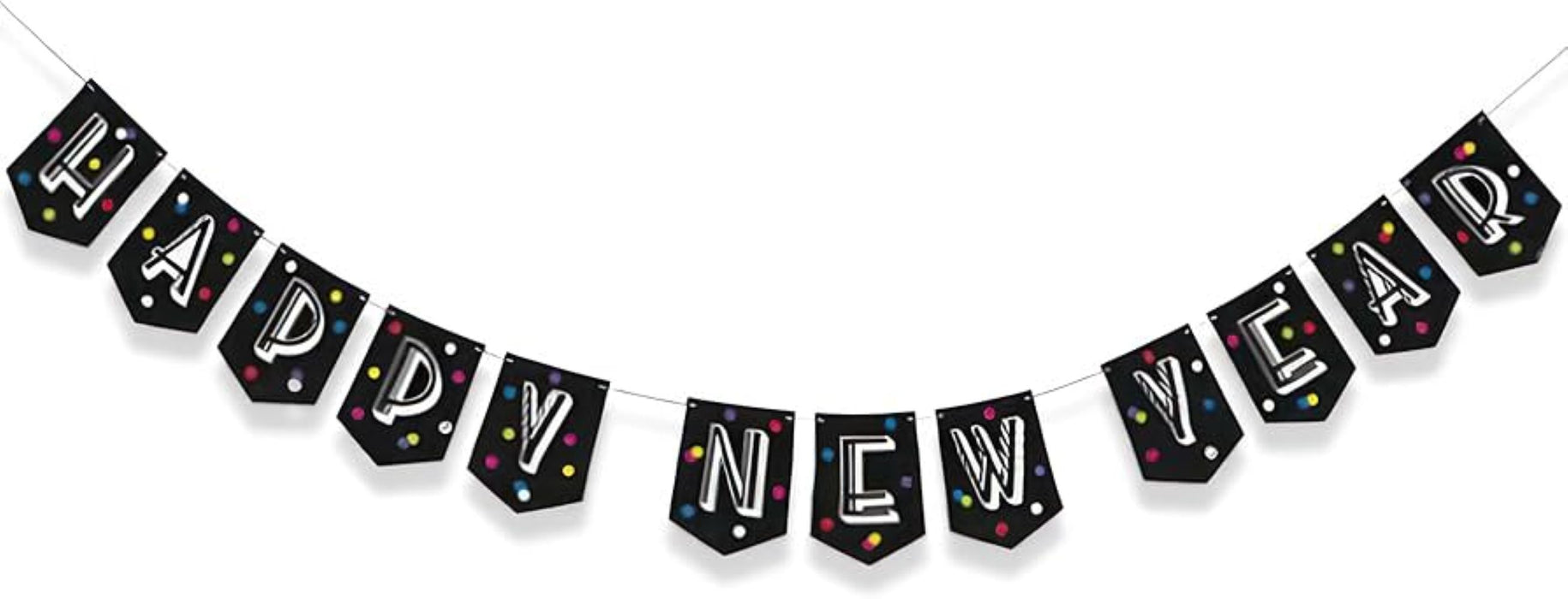 Wimpelkette Neon Dots Happy New Year 213cm/7Ft.