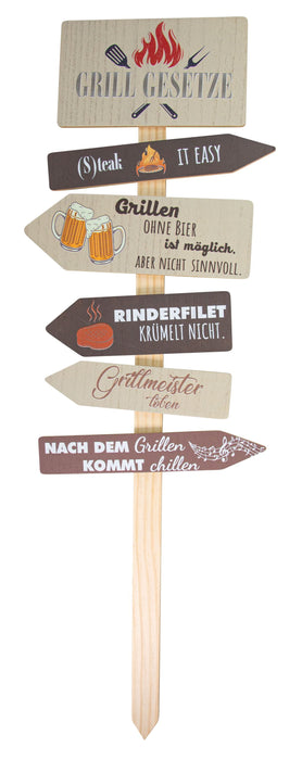 Riffelmacher Holz-Dekostecker Grillgesetze | 25x80 cm | natur-braun | 01672