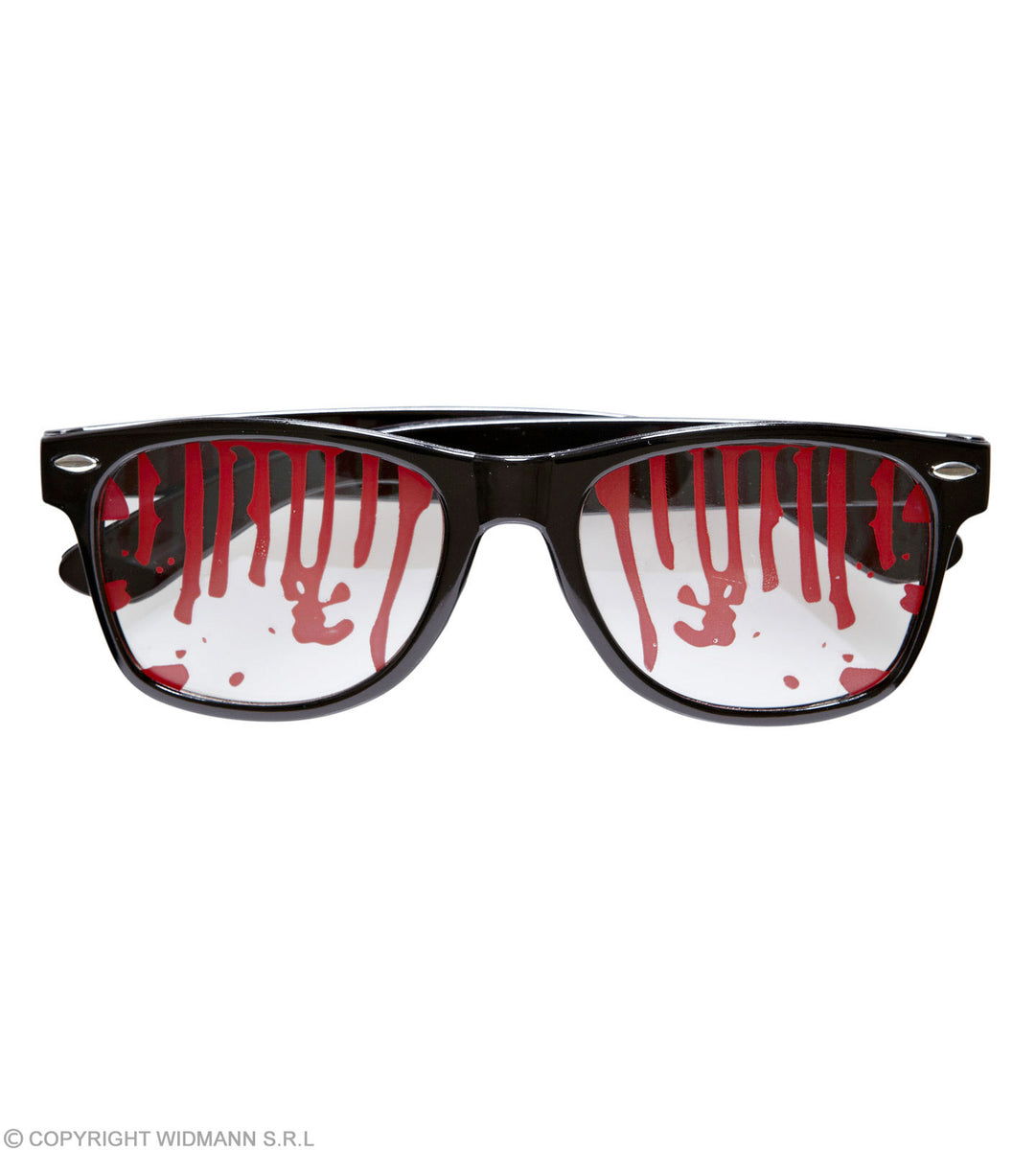 Widmann Brille Mit Blut Befleckt – Schwarzes Gestell, Klare Gläser, Halloween, Karneval