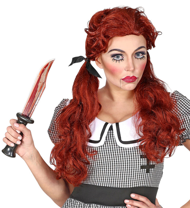 Damen Perücke "Killer Doll" mit Zöpfen | Rot - Halloween