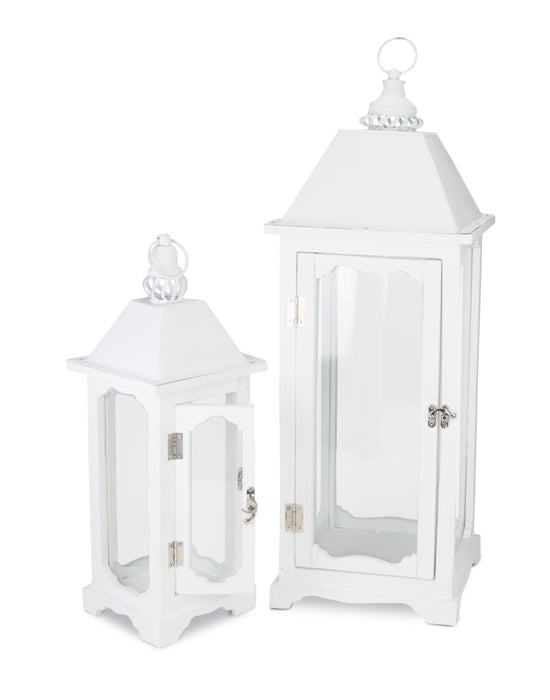 Riffelmacher Laternen 2er Set Weiß | Holz mit Glas & Metalldach | Klassisch & elegant | 24×67 cm + 16×46 cm | Deko für Weihnachten & das ganze Jahr | 05064