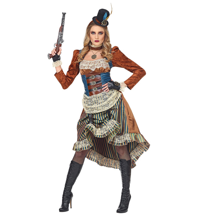 Steampunk Lady Kostüm "Genevieve" für Damen | Vokuhila Kleid