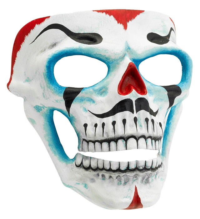 Halloween Totenkopf Clownmaske "Dia de los Muertos" | Weiß Blau