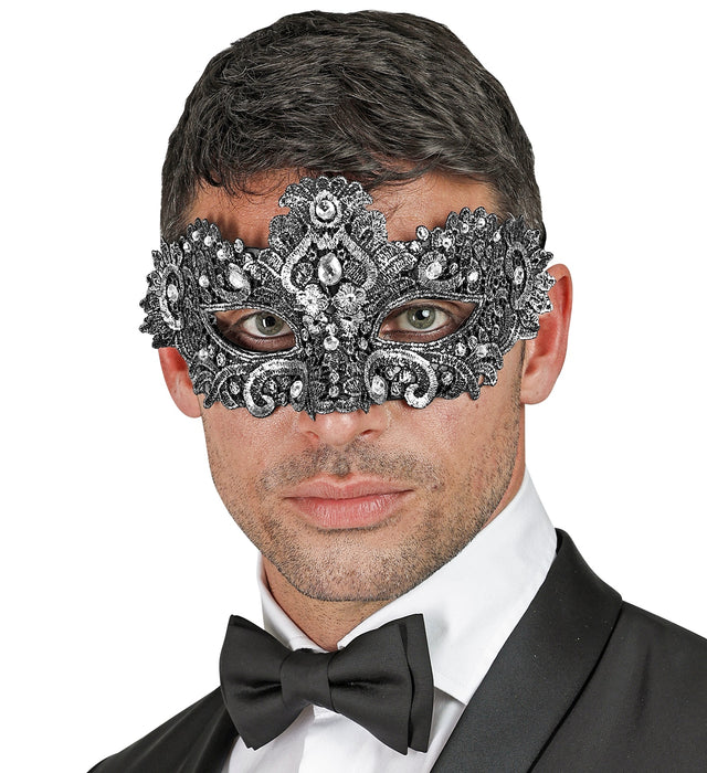 Theater Augenmaske mit Strass | Silber
