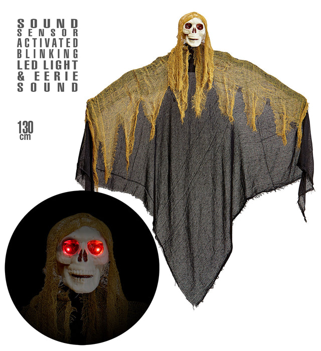 Animierter "Sensenmann" LED Augen und Geräusche 130 cm | Halloween Dekoration