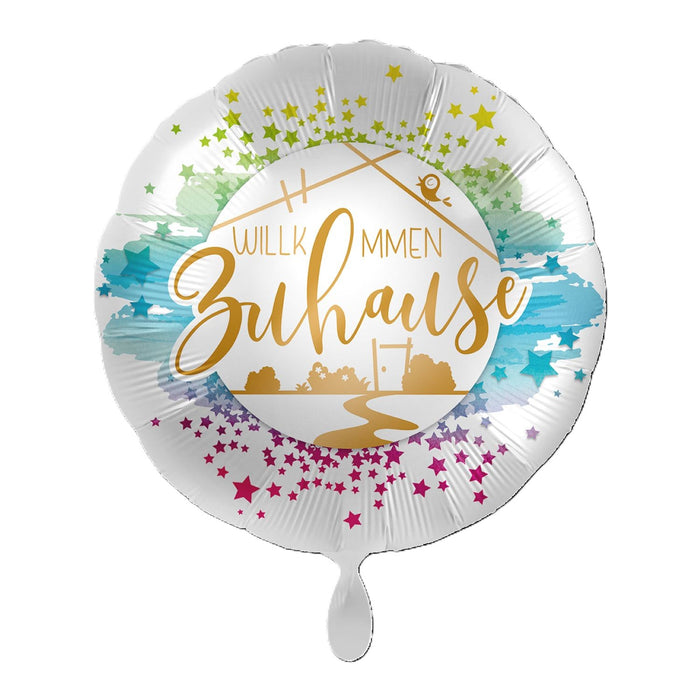 ABC18 Folienballon "Willkommen Zuhause Sterne" | Ø 43 cm