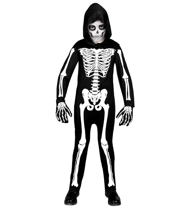 Halloween UV Skelett Kinderkostüm | Schwarz Weiß