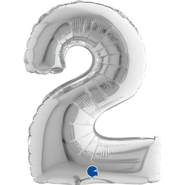 ABC Mini Zahlen Folienballon 14"/36cm | Silber #2