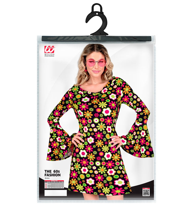 Retro Damen Kleid "Flowers" | Mehrfarbig - Kostüm 60er 70er Jahre