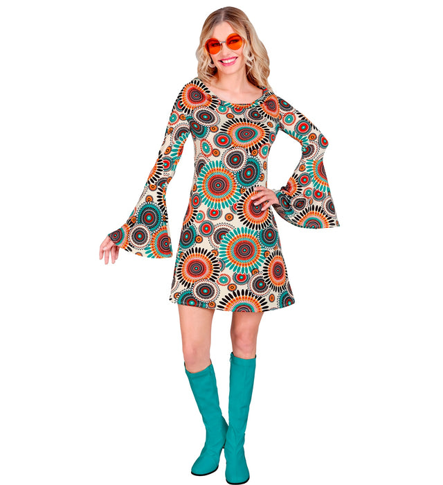 Retro Damen Kleid "Vintage" | Mehrfarbig - Kostüm 60er 70er Jahre