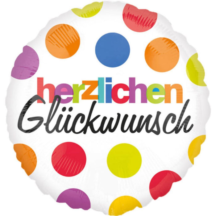 ABC18 Folienballon "Herzlichen Glückwunsch" Bunt | Ø 45 cm