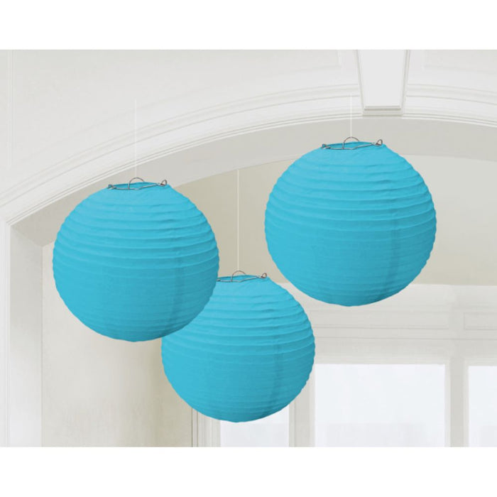 Papier Lampions Laternen 3 Stück | Azurblau