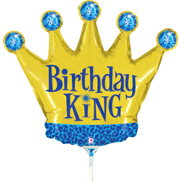 14" Miniloon "Birthday King" Krone | Blau 32x29cm