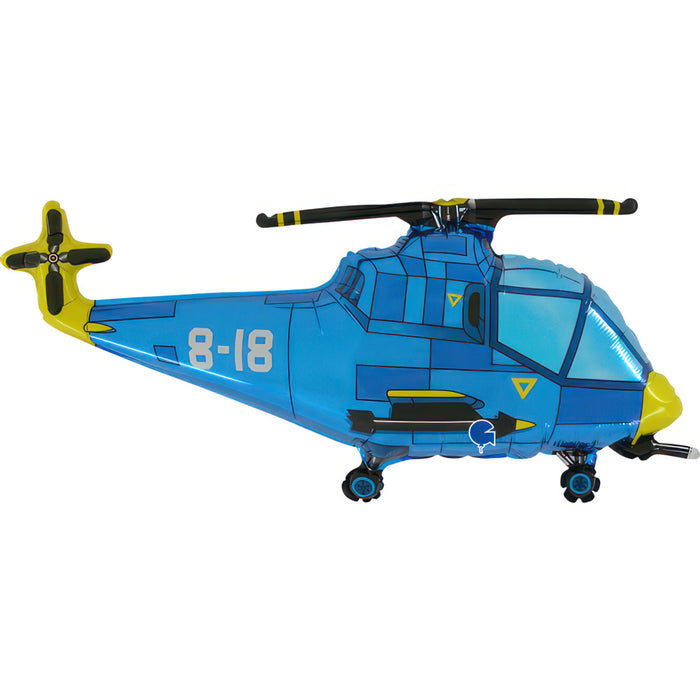 37" Folienballon Lose "Hubschrauber Blau" | HFE (Non-Metallic)