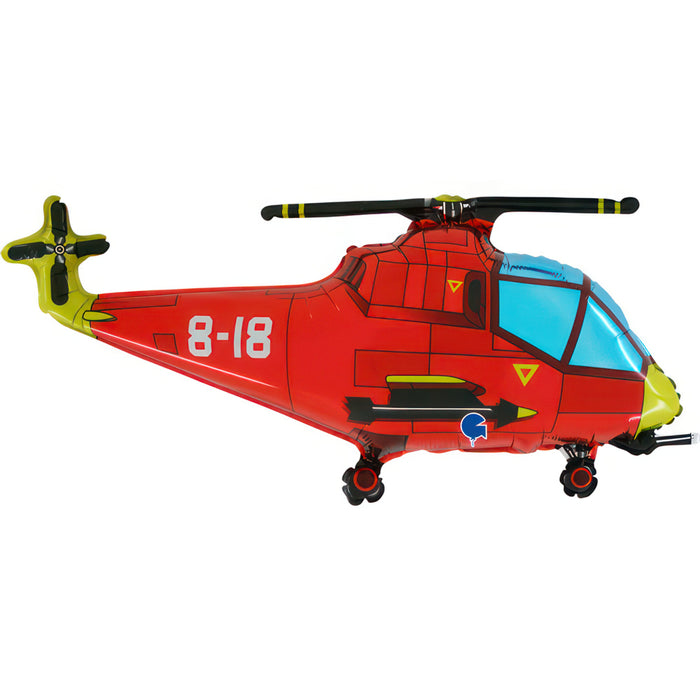 37" Folienballon Lose "Hubschrauber Rot" | HFE (Non-Metallic)