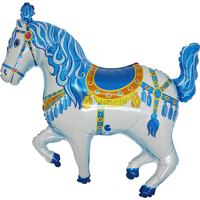 37" Folienballon Lose "Zirkuspferd Blau" | HF2 (Non-Metallic)