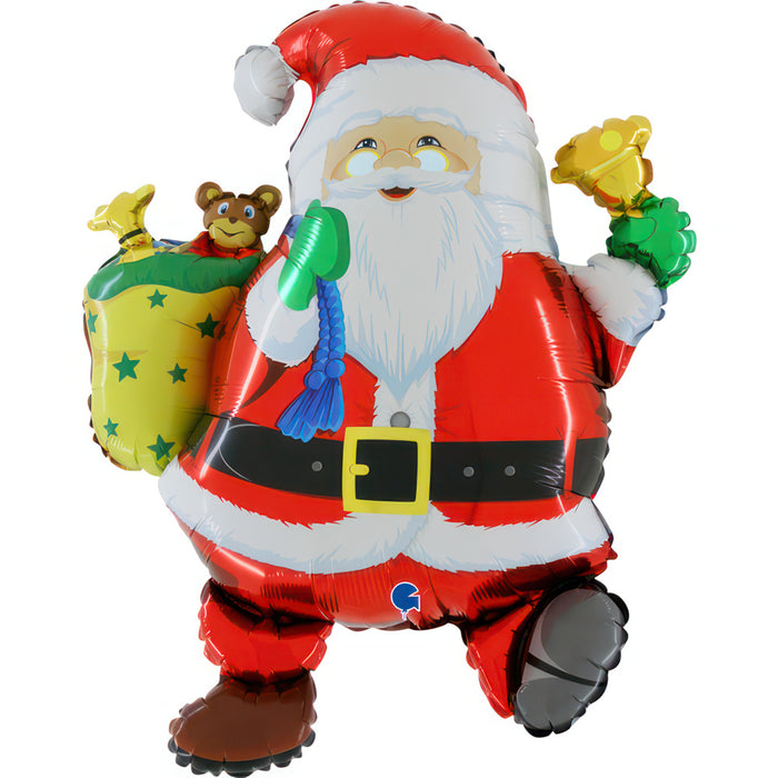 26" Folienballon Lose "Weihnachtsmann Sack & Glocke" | HFE (Non-Metallic)