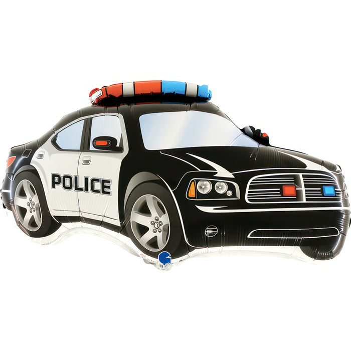 28" Folienballon Lose "Polizeiauto Schwarz" | HFE (Non-Metallic)