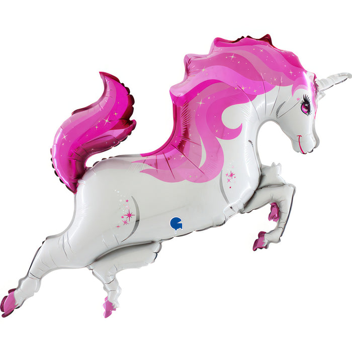 44" Folienballon Lose "Einhorn springend Pink" | HF2 (Non-Metallic)