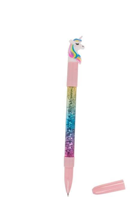 Kugelschreiber Einhorn mit Glitter und farbwechselnder LED