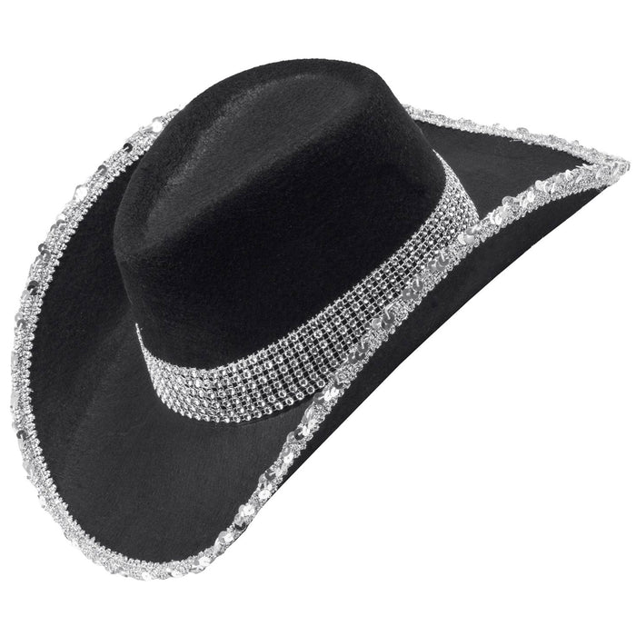 Strass Cowboyhut für Erwachsene | Schwarz