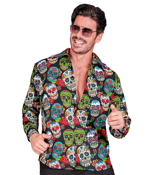 Halloween Hemd "Dia de los muertos" | Mehrfarbig - Herren Kostüm