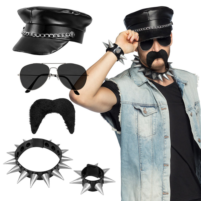 Kostüm-Set "Rocker" - 5-tlg. | Biker Verkleidung