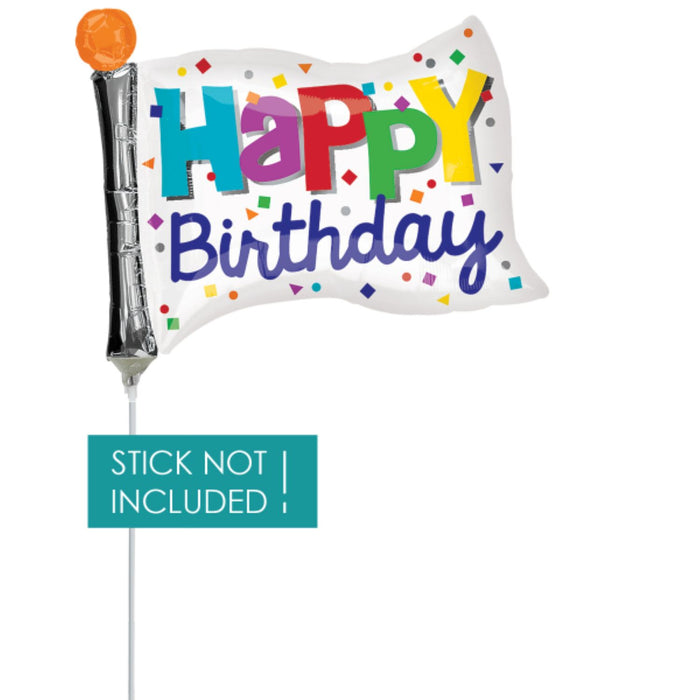14" Miniloon "Fahne Happy Birthday" 25x20cm (unverpackt)