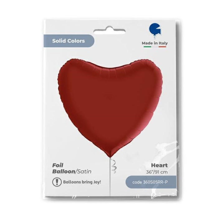 36" Folienballon Uni Herz ø 91cm | Satin Rot