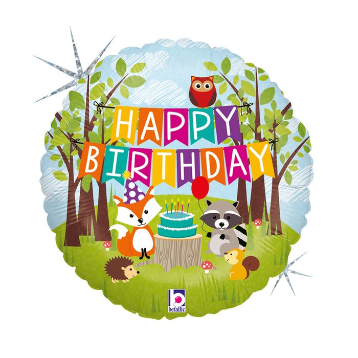 ABC18 Folienballon "Woodland Happy Birthday" | Ø 46 cm