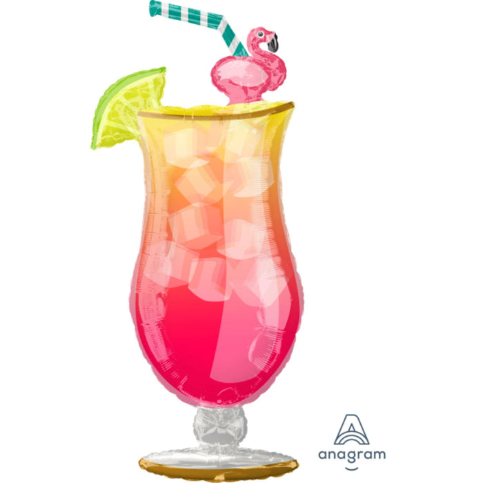 SuperShape Folienballon "Flamingo Cocktail" | 50x104cm