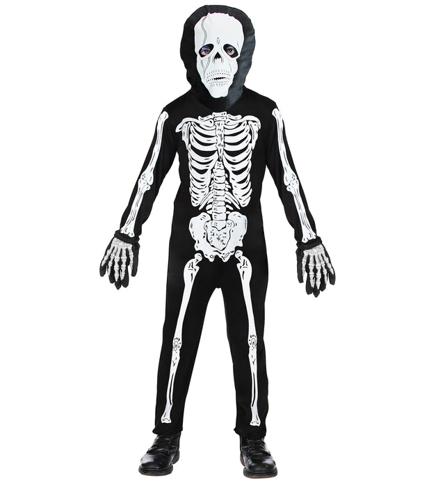 Halloween Skelett Kinderkostüm mit Maske | Schwarz Weiß