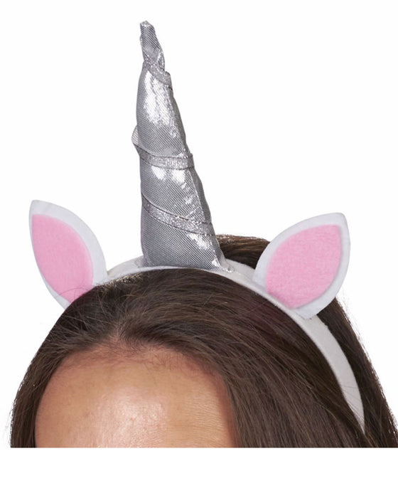 Einhorn Haarreif - Silber Weiß