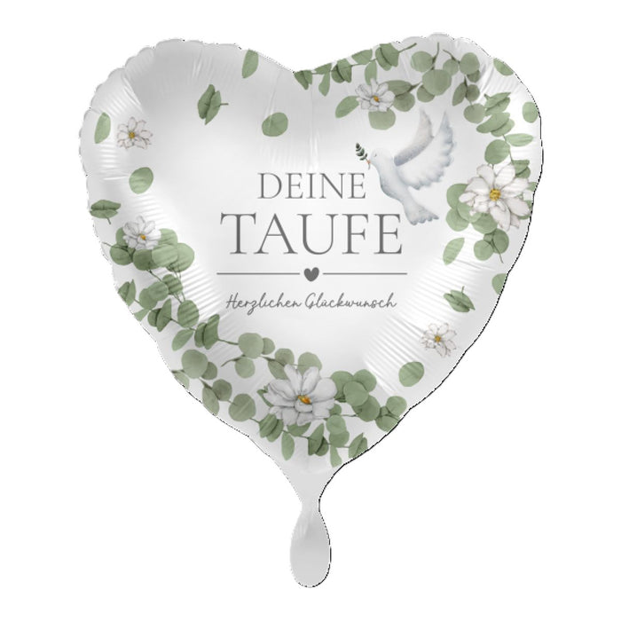 ABC18 Herz Folienballon "Deine Taufe" | Ø 43 cm