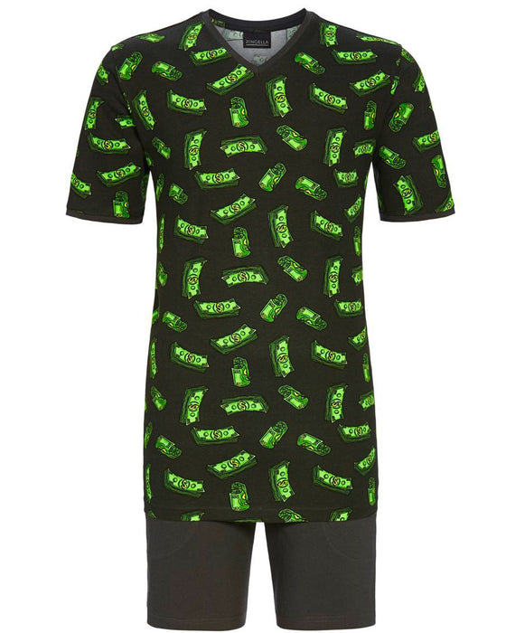 RINGELLA Herren Kurzarm Pyjama "Dollars" 4241316 | Graphit
