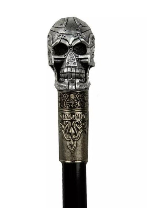 Gehstock aus Metall | Totenkopf mit Geldfach