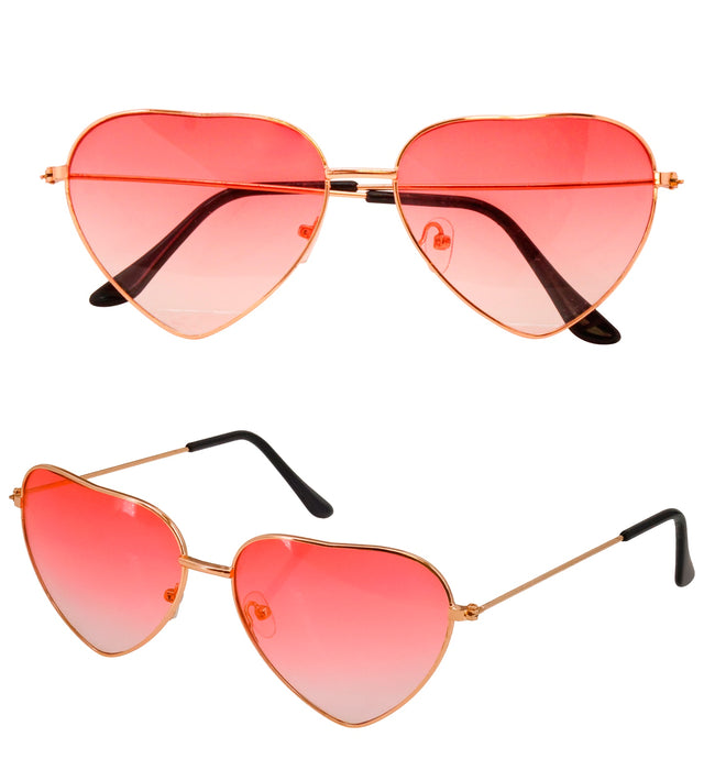 Herzbrille mit farbigen Gläsern | Gold Rot