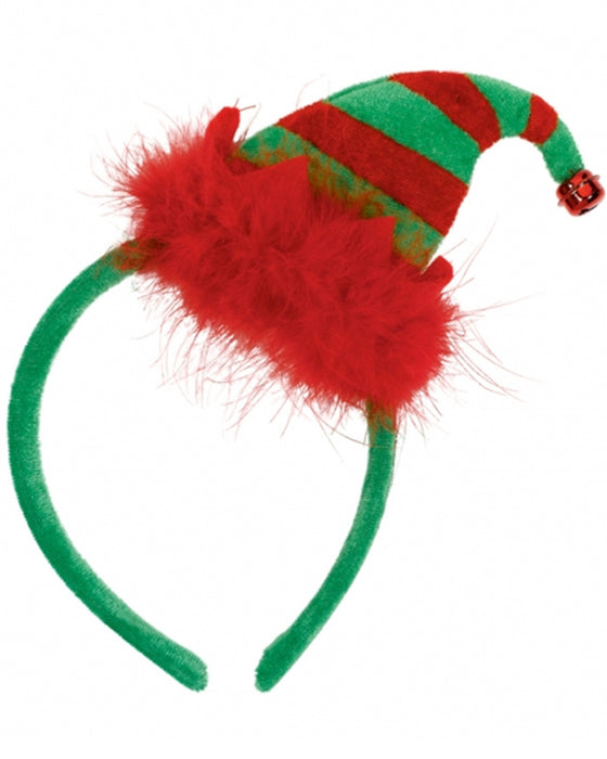 Haarreif "Weihnachtsmütze Elf" mit Glöckchen | Rot Grün