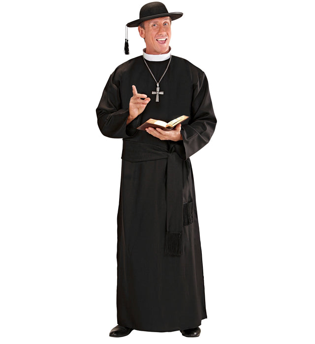 Kostüm Priester für Herren | Robe und Gürtel - Schwarz