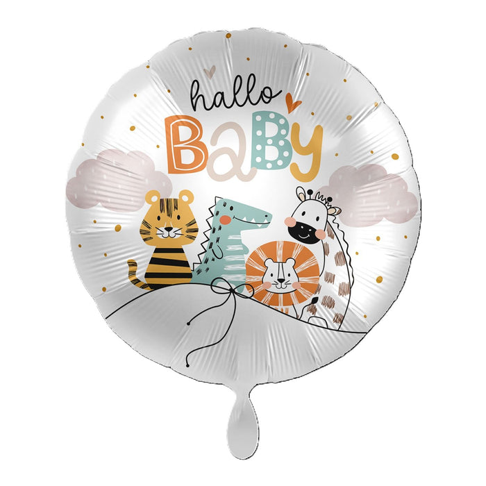 ABC18 Folienballon "Hallo Baby Tierfreunde" | Ø 43 cm