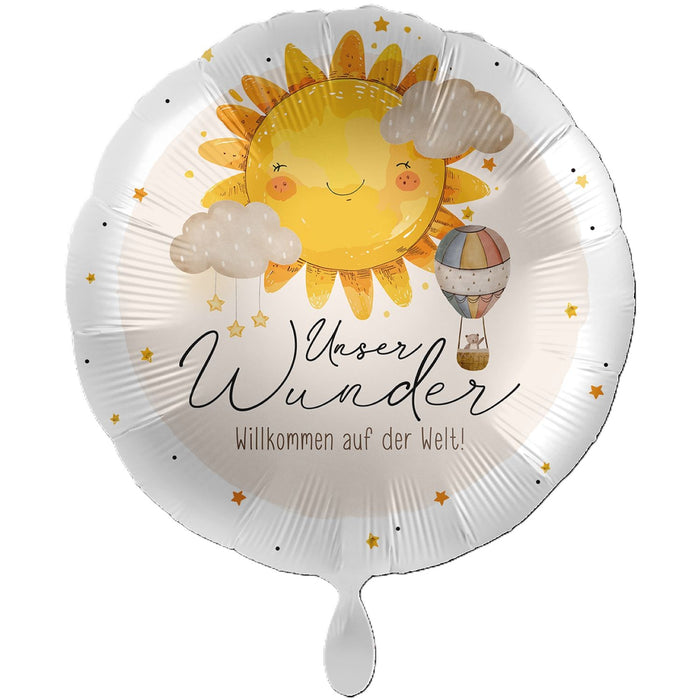 ABC Folienballon XXL "Unser Wunder Willkommen auf der Welt!" Rund Ø71cm
