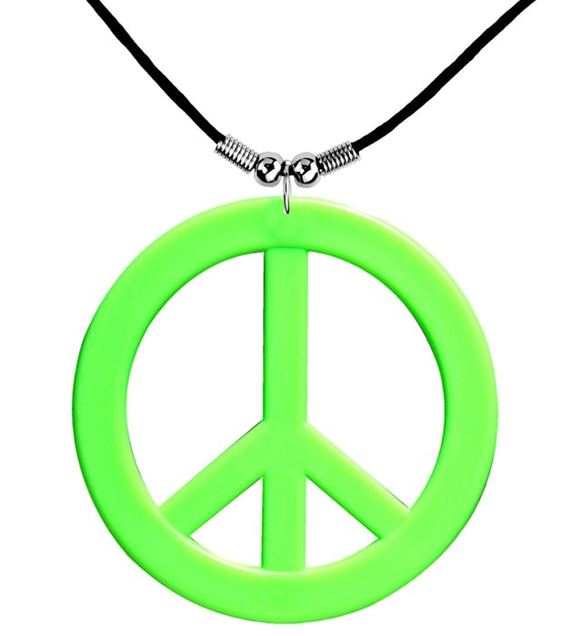 Hippie Halskette "Peace" | Neon Grün