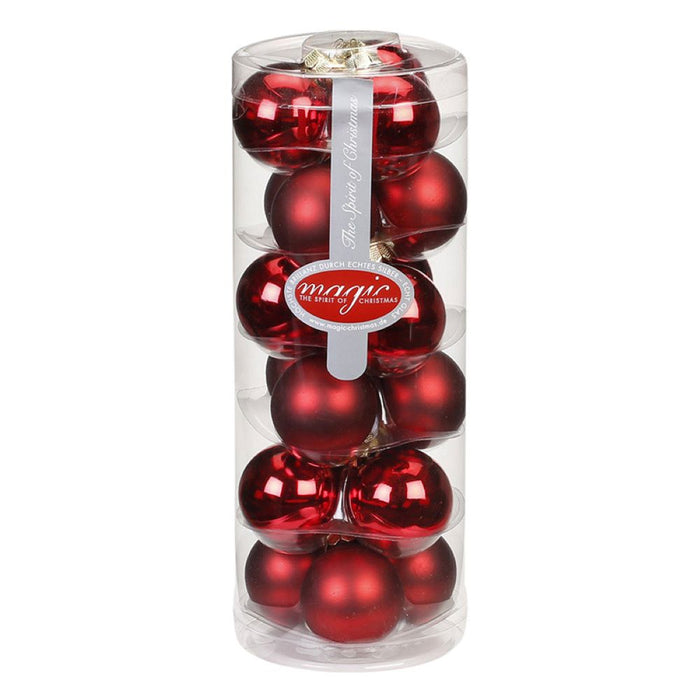 Weihnachtskugeln 4 cm | 18 Stück | Ruby-Red Rot | bruchsicher glänzend & matt
