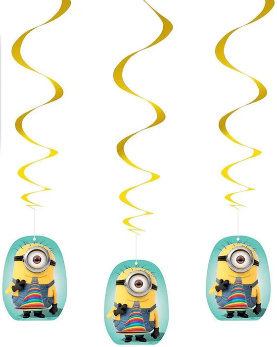 "Minions" Deko | 3 Hänger Folien Swirls 66 cm