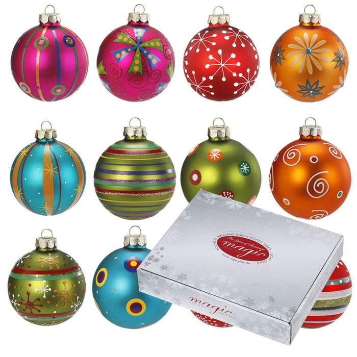 Weihnachtskugeln MilleFiori | Ø 8 cm | 12 Stück | Bunt | exklusiv