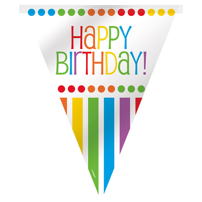 Wimpelkette Happy Birthday Rainbow Party 365cm