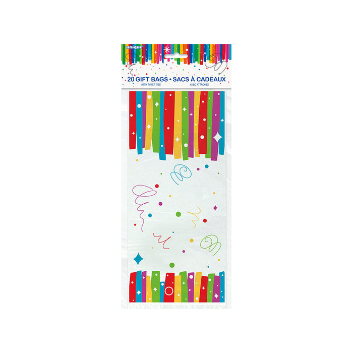 Geschenktüte Cello 12x28cm/20St. Rainbow Ribbon